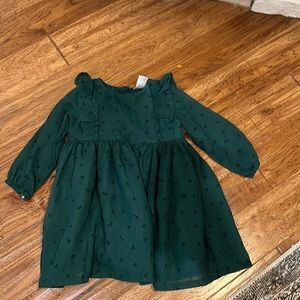 Carters Baby Holiday Christmas Dress. Green floral Dress 18mo